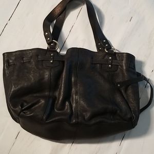 Sigrid Olsen large black leather cinch purse